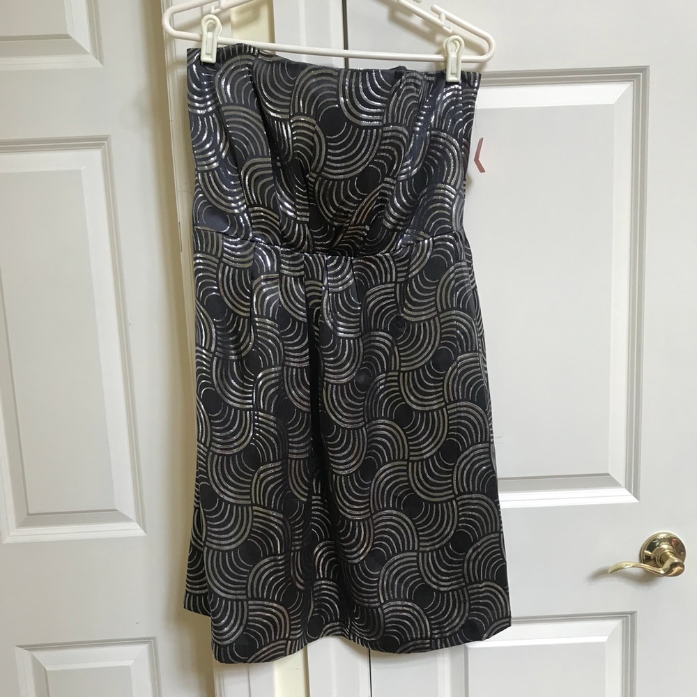 Shoshanna Strapless Metallic Silver & Black Dress - Picture 8 of 8